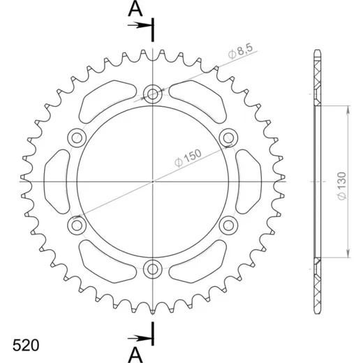 Alu-Rear Sprocket / Chain Wheel Supersprox 520/42t black 30245AK42