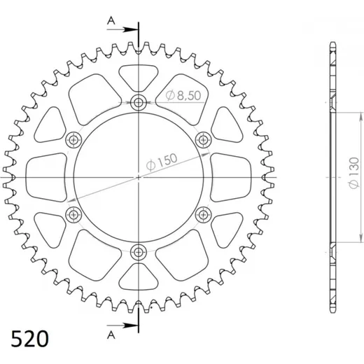 Alu-Rear Sprocket / Chain Wheel Supersprox 520/53t red 30245AR53