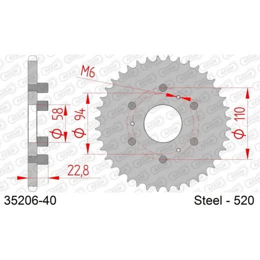 Front Sprocket AFAM 520 - 12t 3030012