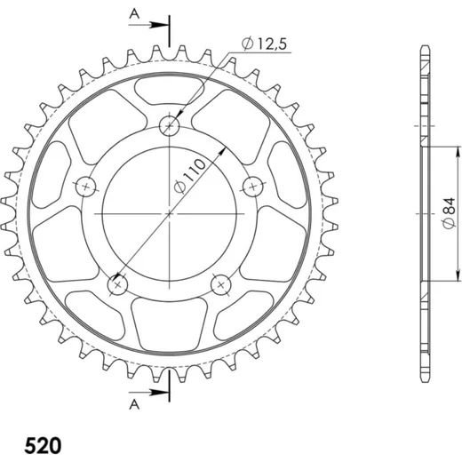 Steel-Rear Sprocket / Chain Wheel Supersprox 520/36t black 31225-36