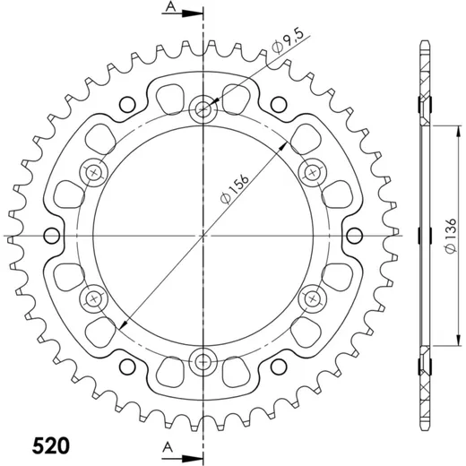 Stealth-Rear Sprocket / Chain Wheel Supersprox 520/44t red 31514R44