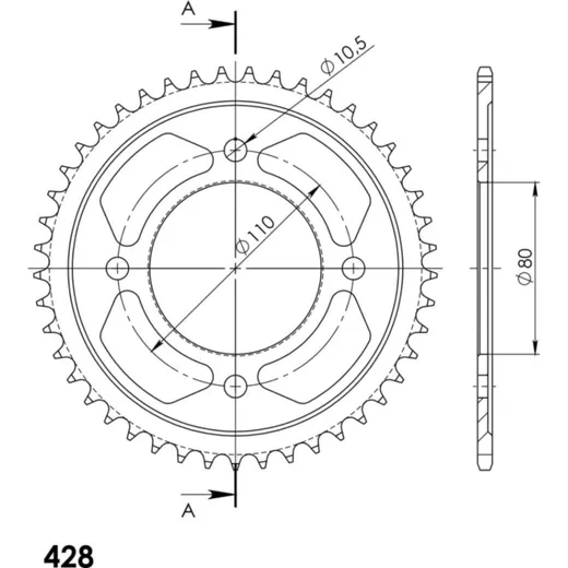 Steel-Rear Sprocket / Chain Wheel Supersprox 428/40t black 31798-40
