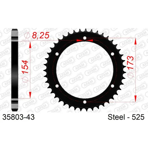 Stahl-Kettenrad AFAM 420 - 47Z Silber 3510447