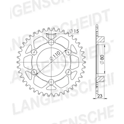 Steel-Rear Sprocket / Chain Wheel Supersprox 520/37t black 35200-37