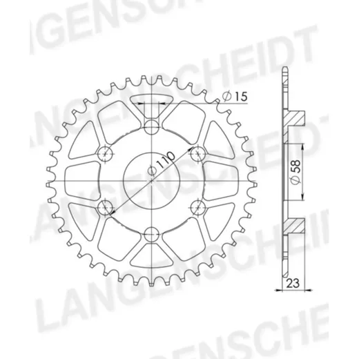 Steel-Rear Sprocket / Chain Wheel Supersprox 520/40t black 35206-40