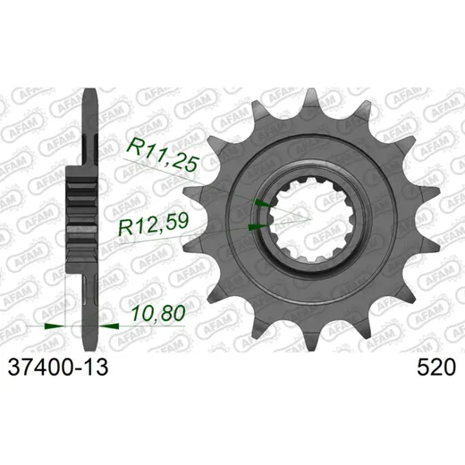 Steel Chain Wheel - Rear Sprocket AFAM 525 - 40t BLACK 3580740