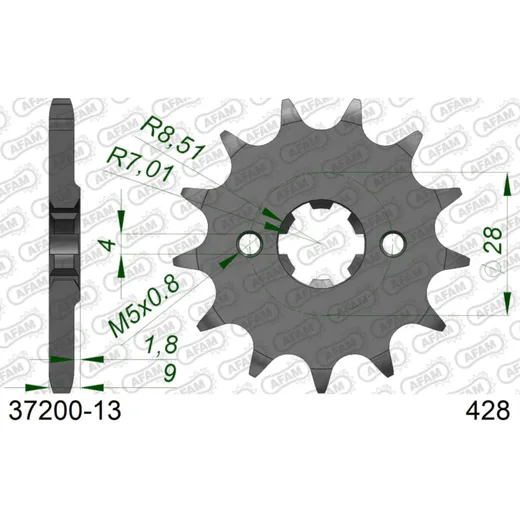 Steel Chain Wheel - Rear Sprocket AFAM 525 - 43t BLACK 3580343