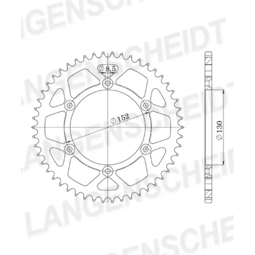 Alu-chain wheel - rear sprocket Esjot 520 - 48t silver