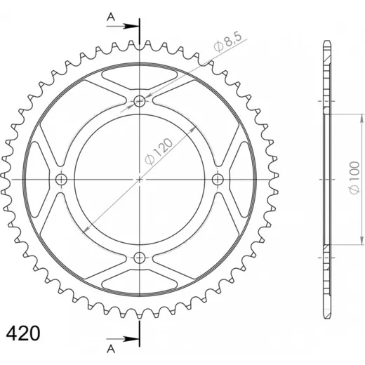 Steel-Rear Sprocket / Chain Wheel Supersprox 420/50t black 36618-50