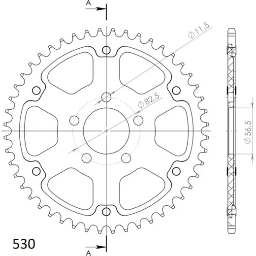 Stealth-Rear Sprocket / Chain Wheel Supersprox 530/42t silver 37081V42