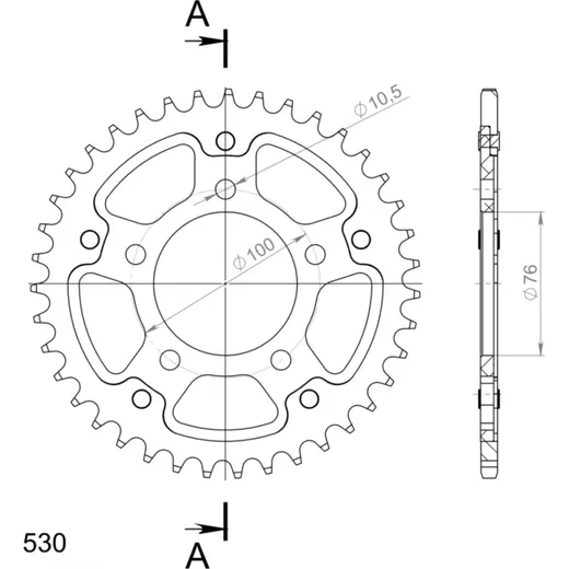 Stealth-Rear Sprocket / Chain Wheel Supersprox 530/34t black
