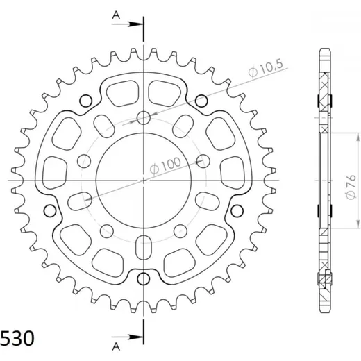 Stealth-Rear Sprocket / Chain Wheel Supersprox 530/36t black 37090K36
