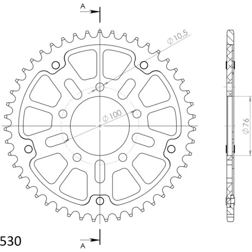 Stealth-Rear Sprocket / Chain Wheel Supersprox 530/48t gold 37090S48