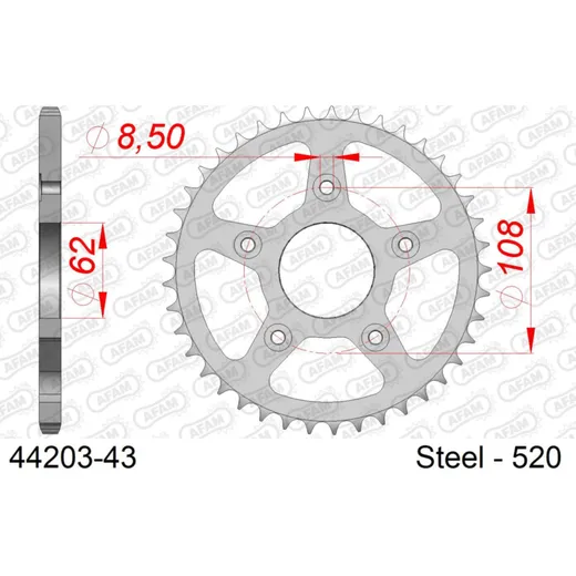 Alu Chain Wheel - Rear Sprocket AFAM 520 - 48t Gun Metal 39300+48