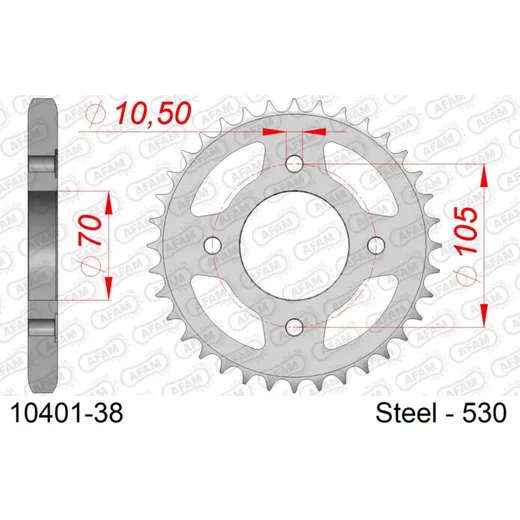 Stahl-Kettenrad AFAM 520 - 40Z Silber 1032040