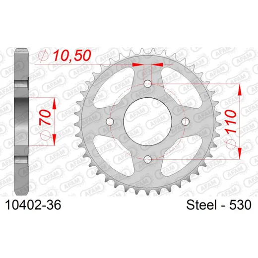 Steel Chain Wheel - Rear Sprocket AFAM 520 - 48t SILVER 1032048