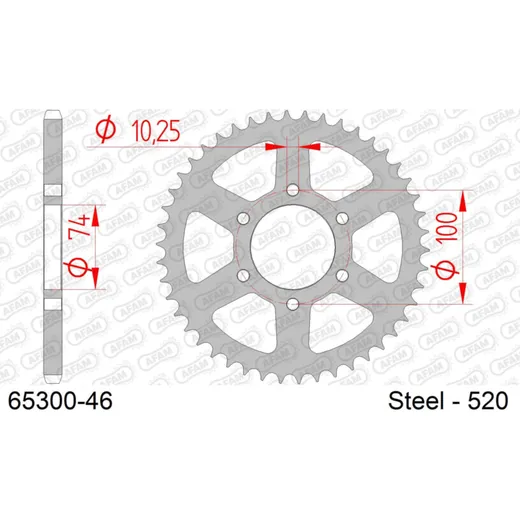 Steel Chain Wheel - Rear Sprocket AFAM 520 - 40t SILVER 4420340