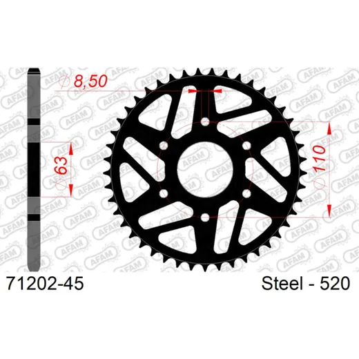 Steel Chain Wheel - Rear Sprocket AFAM 530 - 48t SILVER 4460148