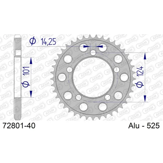 Alu-Kettenrad AFAM 525 - 40Z Gun Metal 7280140
