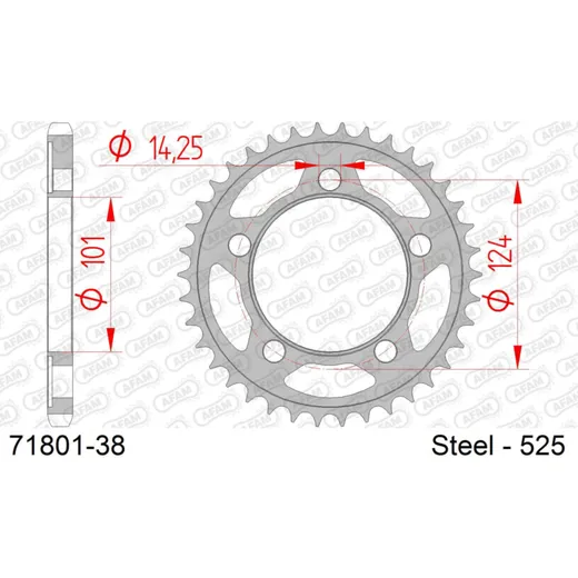 Steel Chain Wheel - Rear Sprocket AFAM 420 - 50t SILVER 4710050