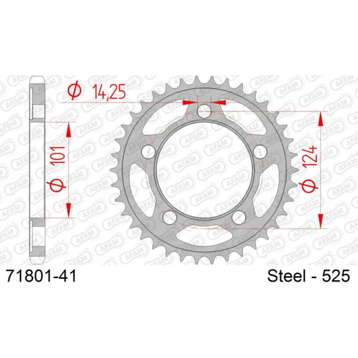 Steel Chain Wheel - Rear Sprocket AFAM 420 - 53t SILVER 4710053