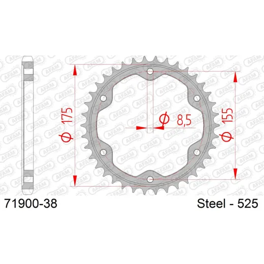 Steel Chain Wheel - Rear Sprocket AFAM 420 - 48t SILVER 4710148