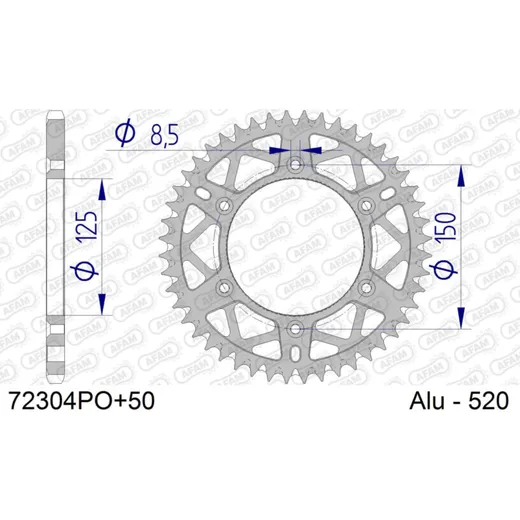 Stahl-Kettenrad AFAM 520 - 46Z Silber 5060246