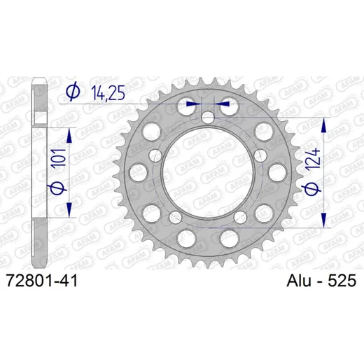 Stahl-Kettenrad AFAM 525 - 39Z für PCD Silber 5060839