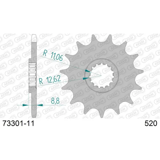Stahl-Kettenrad AFAM 525 - 36Z Silber 5061236
