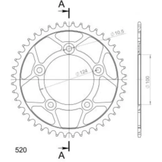 Steel-Rear Sprocket / Chain Wheel Supersprox 520/39t black 50613-39