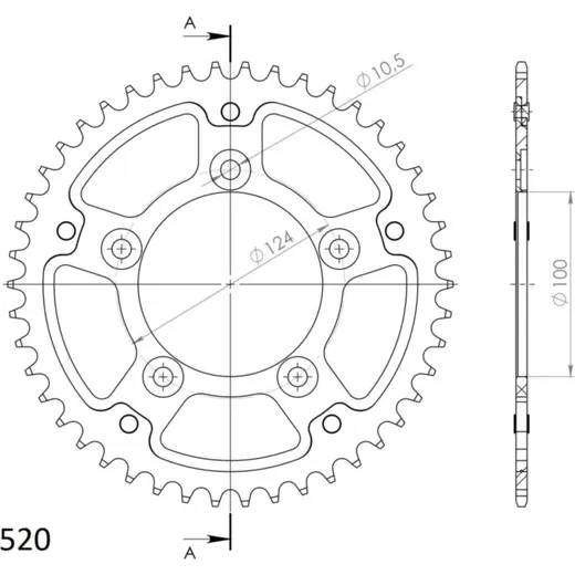 Stealth-Rear Sprocket / Chain Wheel Supersprox 520/47t black 50613K47