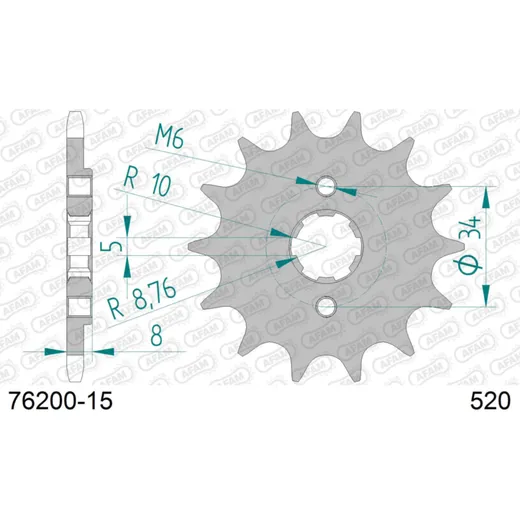 Stahl-Kettenrad AFAM 525 - 39Z Silber 5090139