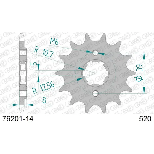 Stahl-Kettenrad AFAM 530 - 43Z Schwarz 5090243