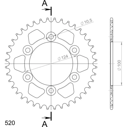Alu-Rear Sprocket / Chain Wheel Supersprox 520/41t black 51602AK41
