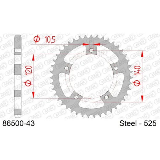 Alu-Kettenrad AFAM 520 - 46Z Gun Metal 5160246