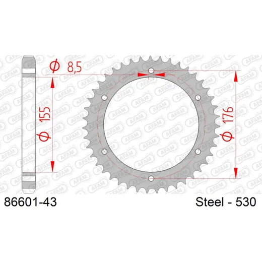Alu-Kettenrad AFAM 525 - 37Z für PCD Gun Metal 5160837