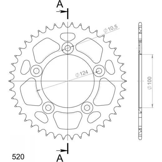 Alu-Rear Sprocket / Chain Wheel Supersprox 520/41t gold 51613AS41