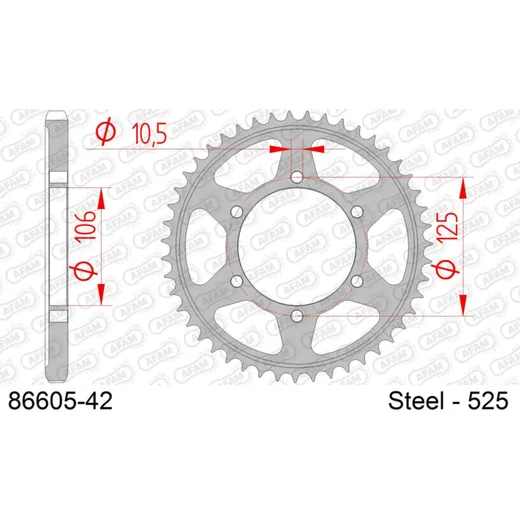 Alu-Kettenrad AFAM 525 - 41Z Gun Metal 5161241