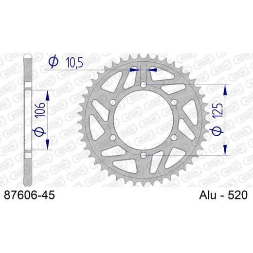 Alu-Kettenrad AFAM 520 - 42Z für PCD Gun Metal 5180442