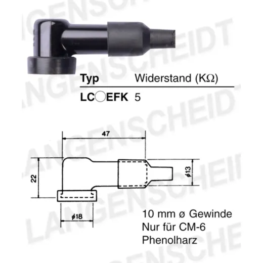 Spark plug connector NGK LC05EFK