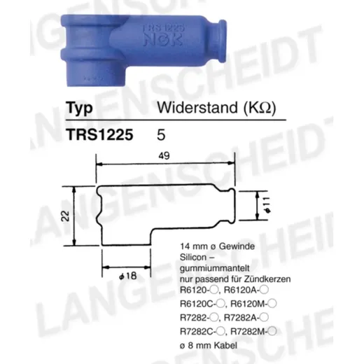 Spark plug connector NGK TRS1225