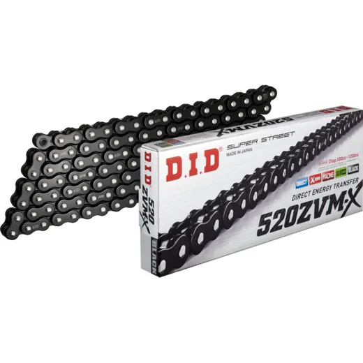 X-Ring Chain DID 520ZVM-X BK&BK/102N Chain open with rivet lock (ZJ)