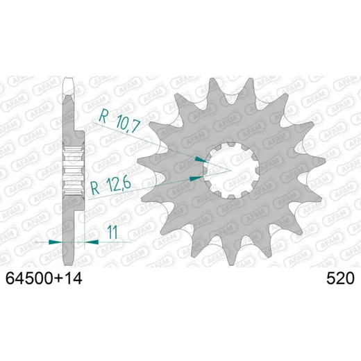 Front Sprocket AFAM 520 - 14t 64500+14 64500DN14