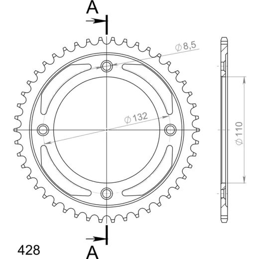 Steel-Rear Sprocket / Chain Wheel Supersprox 428/47t black 71200-47