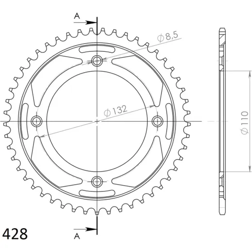 Steel-Rear Sprocket / Chain Wheel Supersprox 428/50t black 71200-50