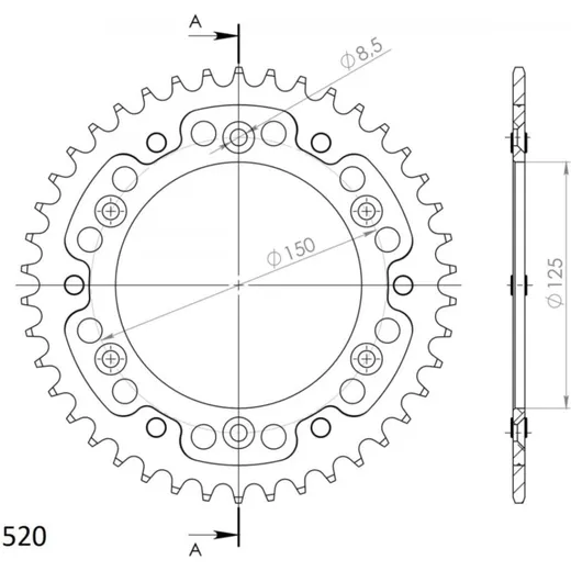 Stealth-Rear Sprocket / Chain Wheel Supersprox 520/41t black 71304K41