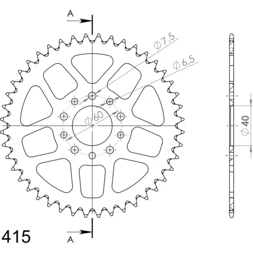 Alu-Rear Sprocket / Chain Wheel Supersprox 415/48t orange