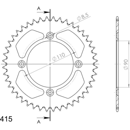Alu-Rear Sprocket / Chain Wheel Supersprox 415/41t orange 72103AO41
