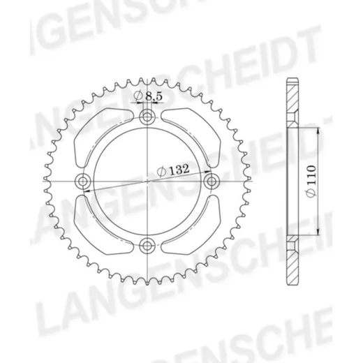 Alu-chain wheel - rear sprocket Esjot 428 - 50t silver
