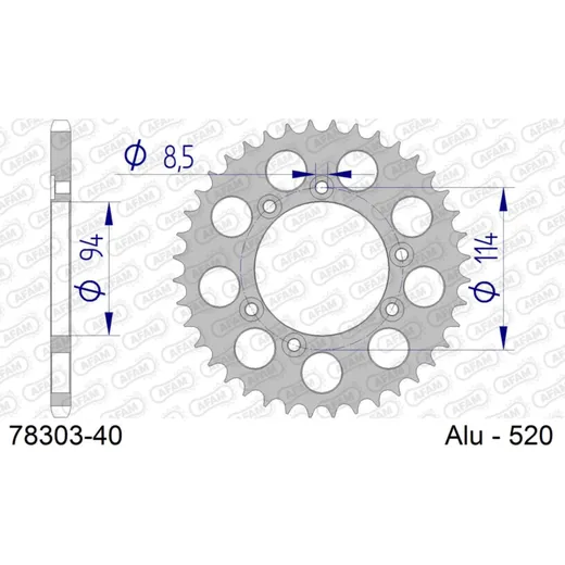 Alu-Kettenrad AFAM 520 - 40Z Silber 7830340